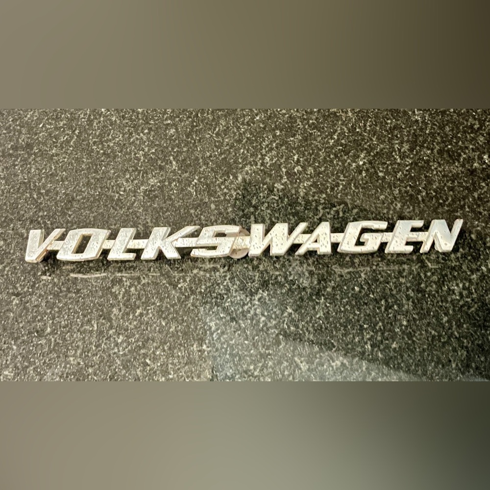 Vintage 1980s VW VOLKSWAGEN Alloy Trunk Badge with Studs and Grommets, Original